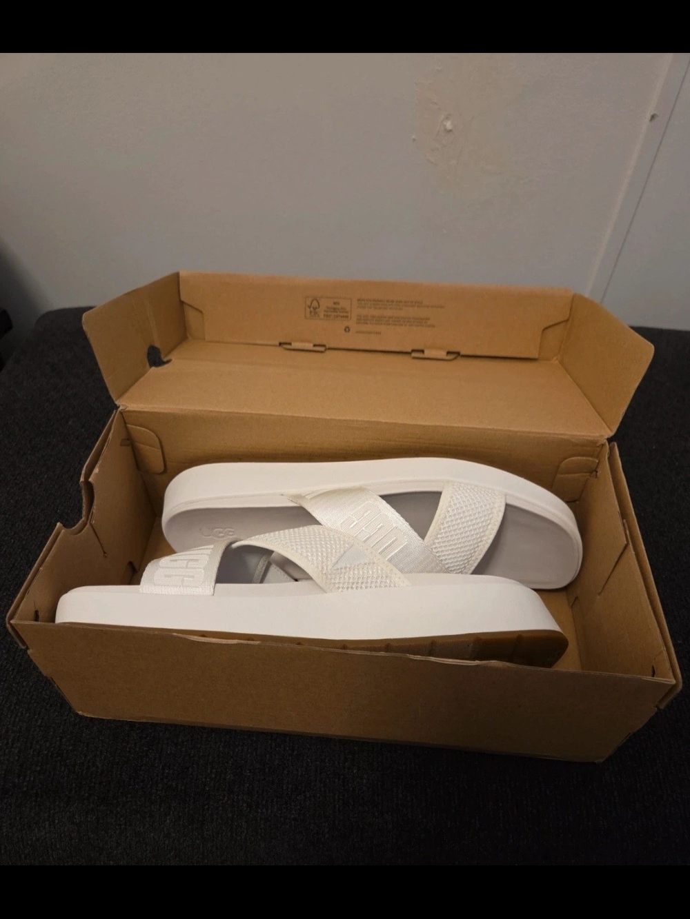 UGG White Crisscross Platform Slide Sandals - Women's
